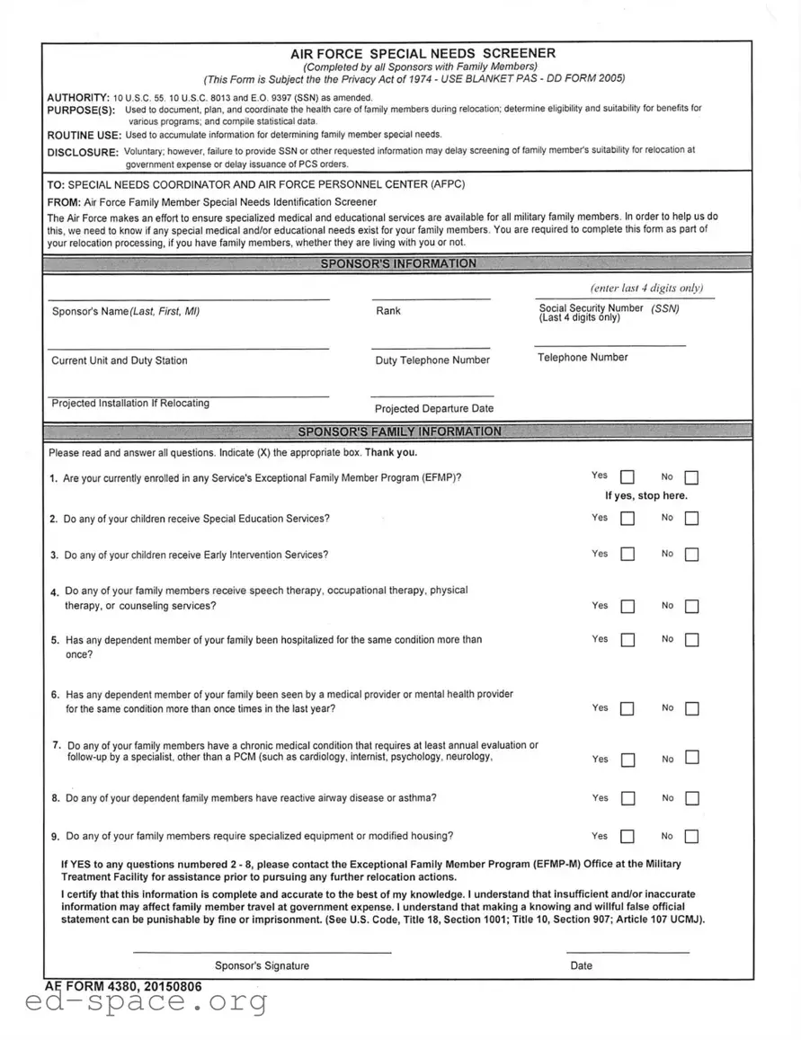 Blank Af 4380 PDF Form