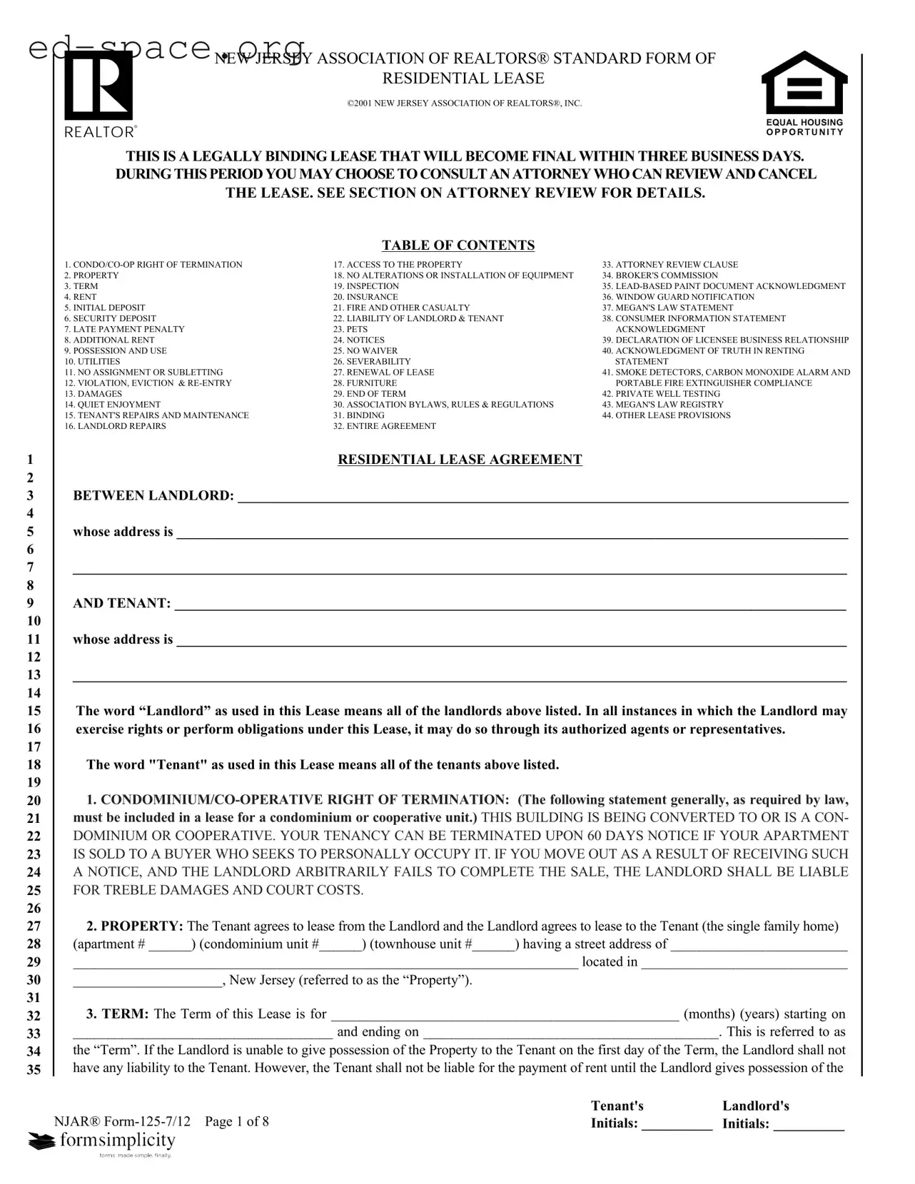 Blank Njar 125 7 12 PDF Form