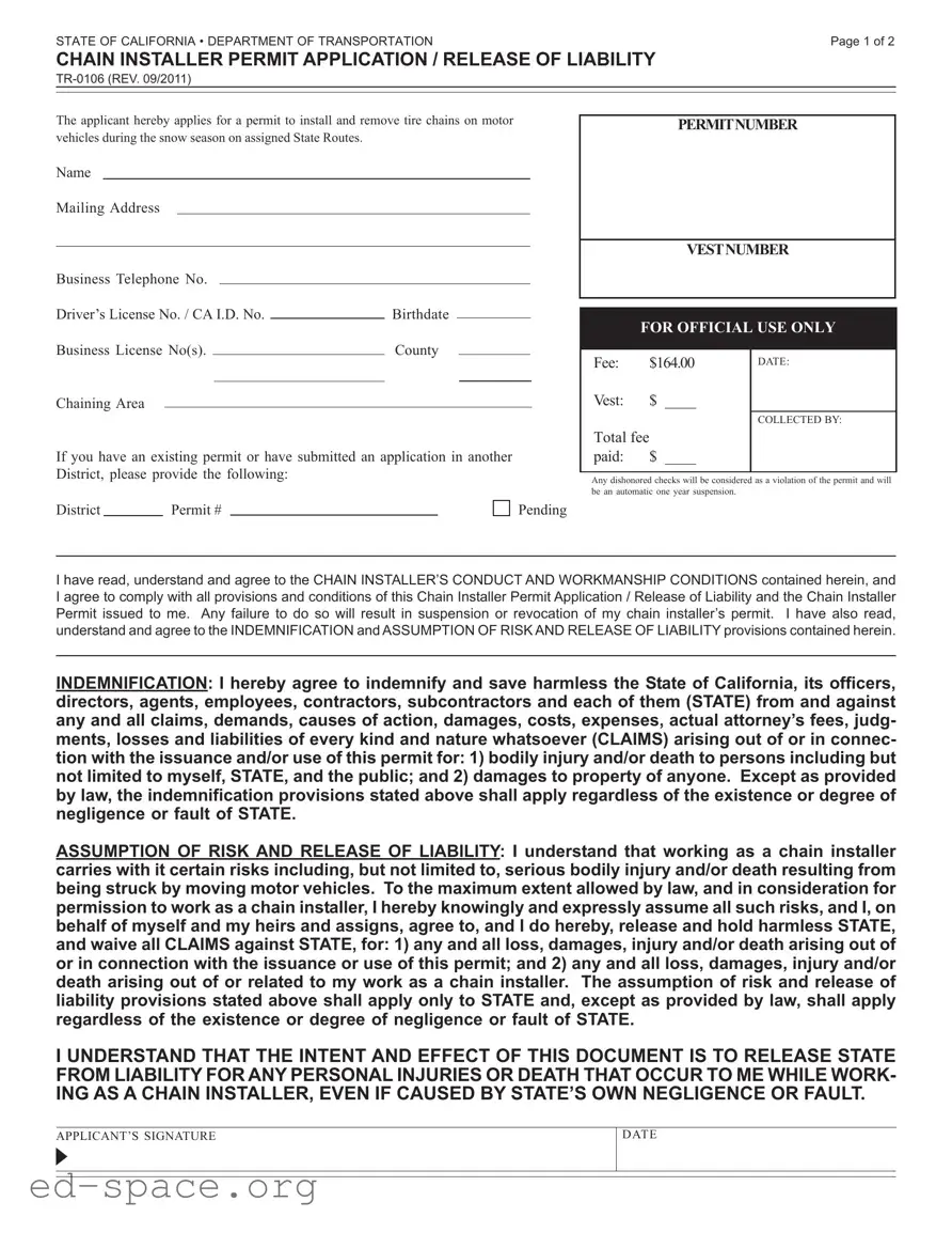 Blank California Tr 0106 PDF Form