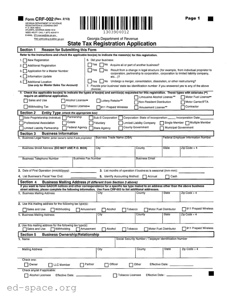 Blank Georgia State Tax Instruction PDF Form