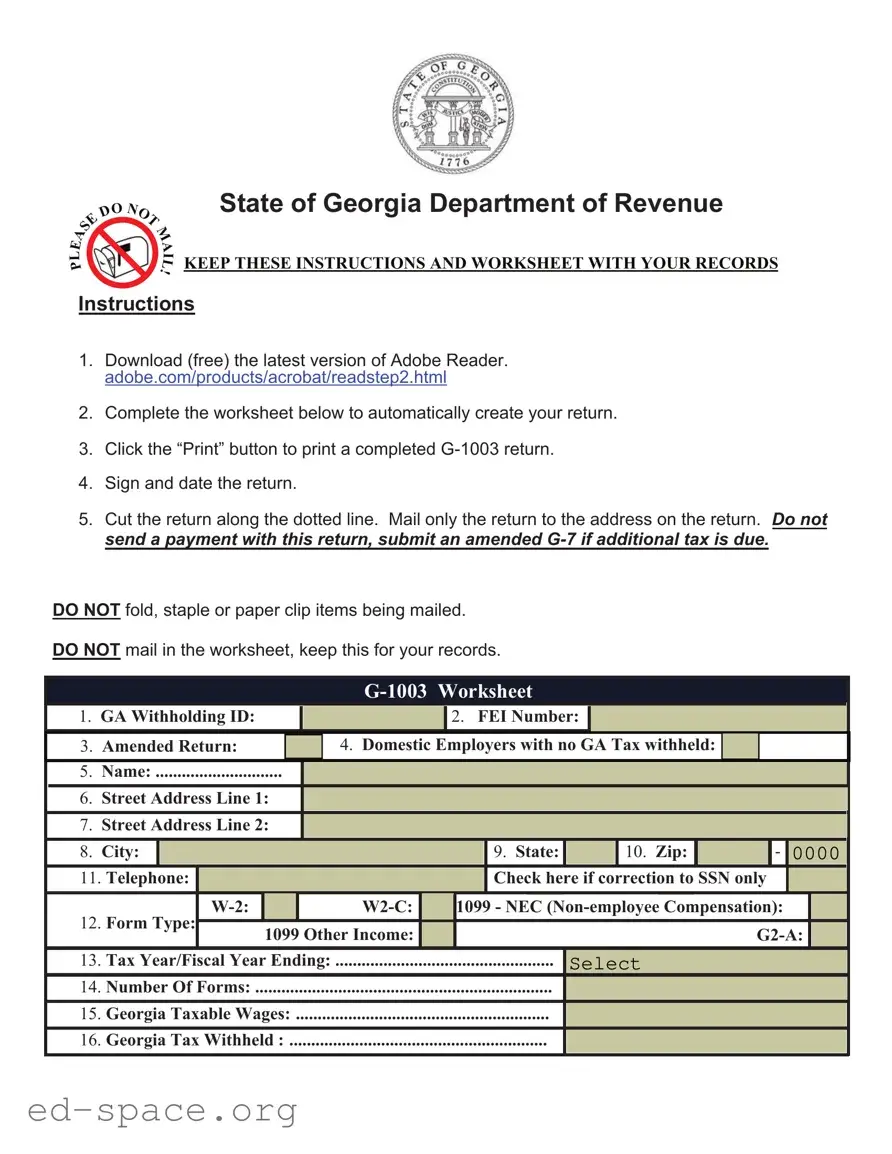 Blank Georgia G 1003 PDF Form