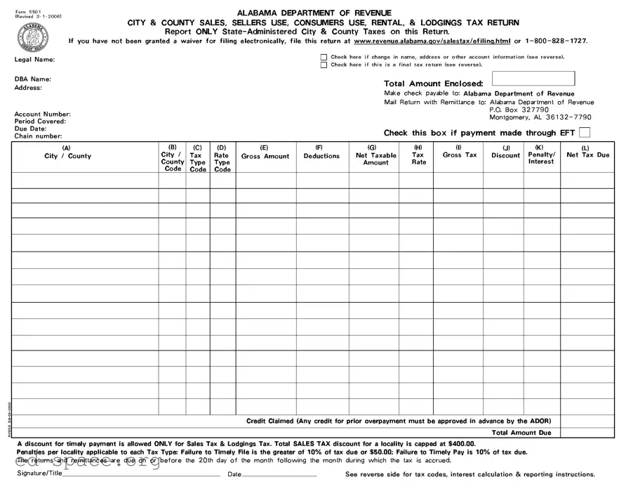 Blank Alabama 9501 PDF Form