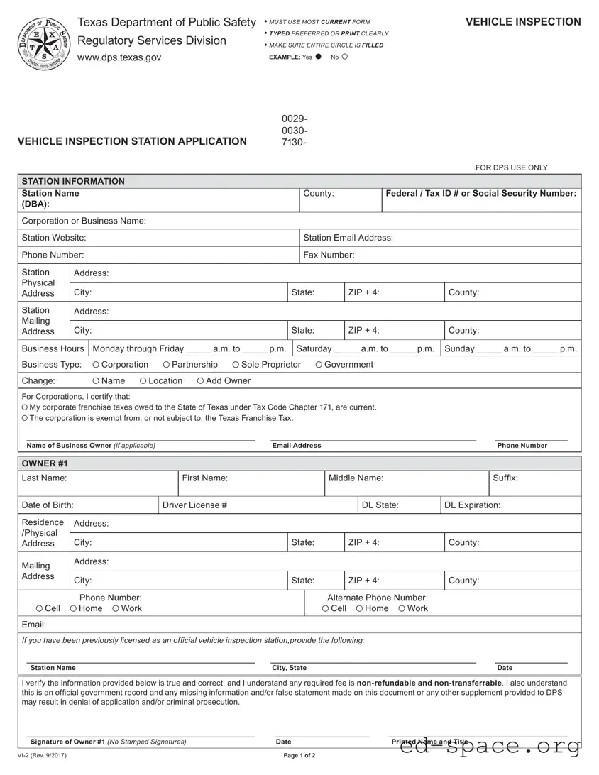 Blank Texas Dps Vi 2 PDF Form