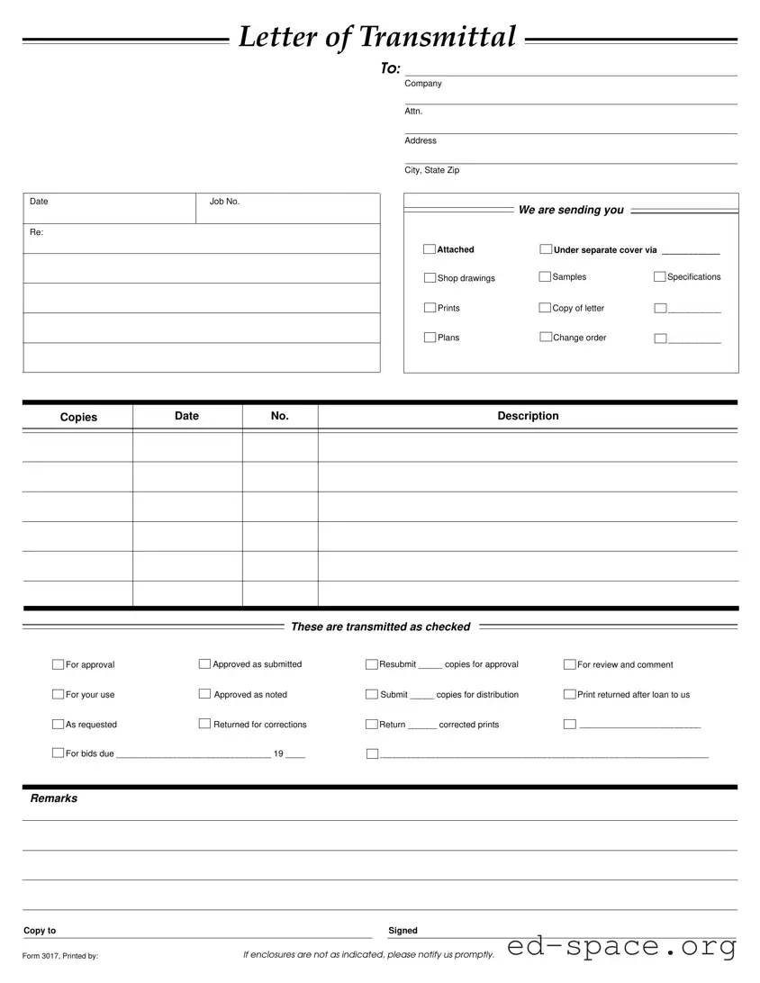 Blank Transmittal PDF Form