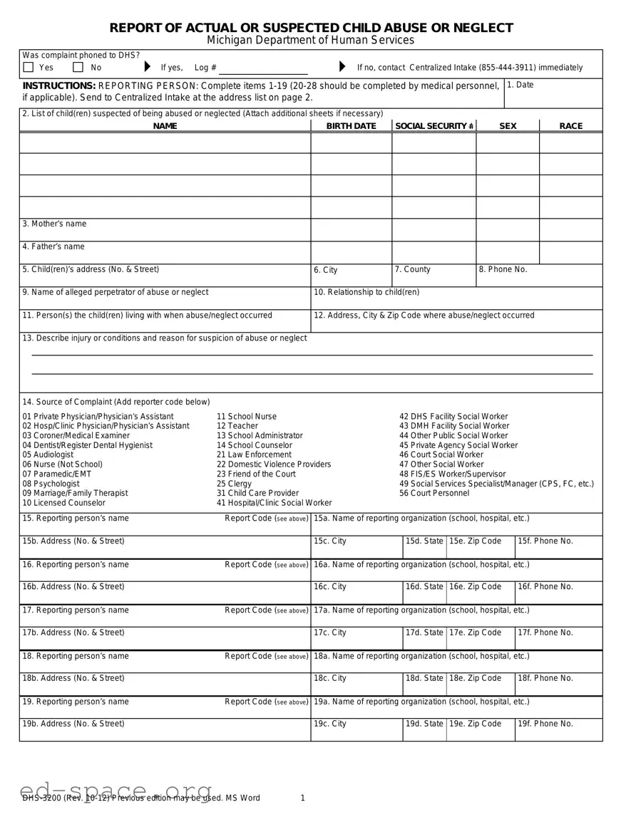 Blank Dhs 3200 PDF Form