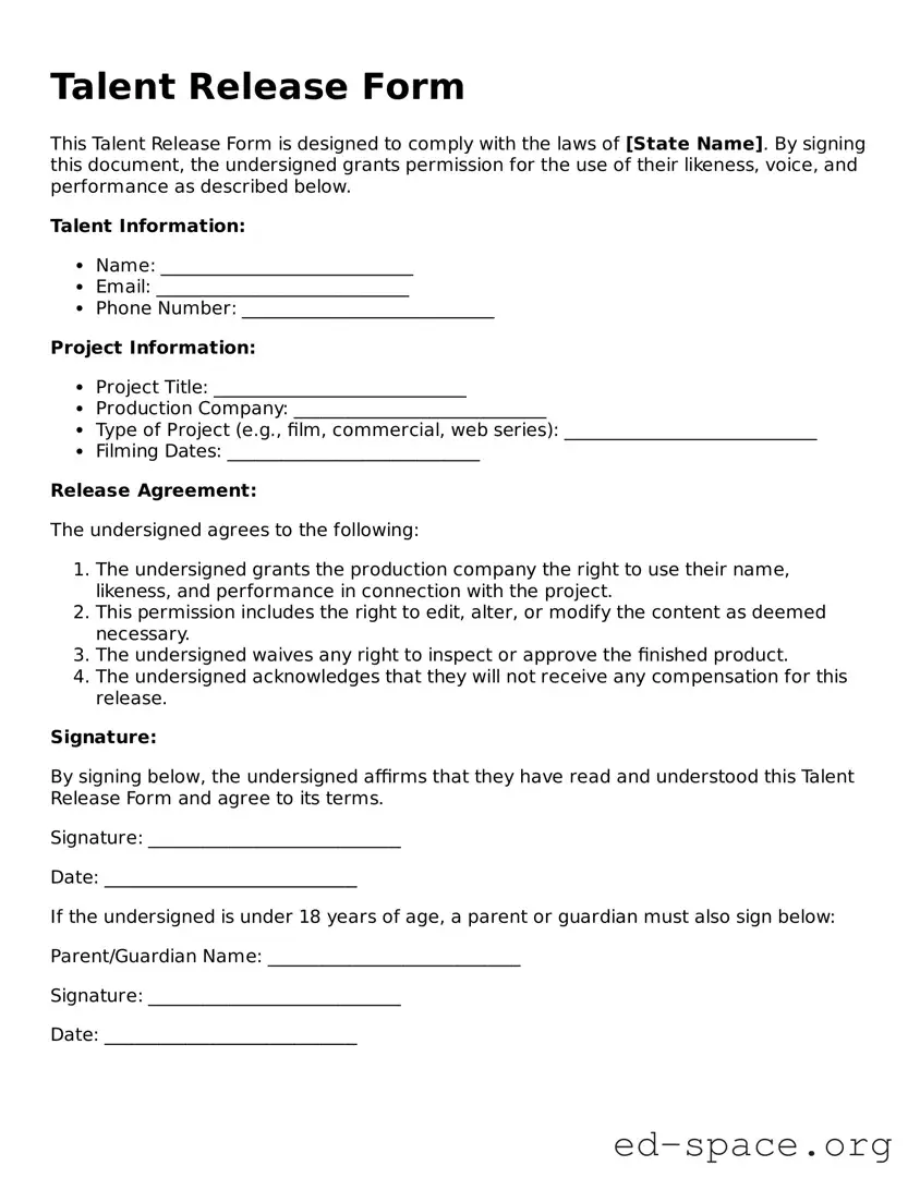 Fillable Talent Release Template