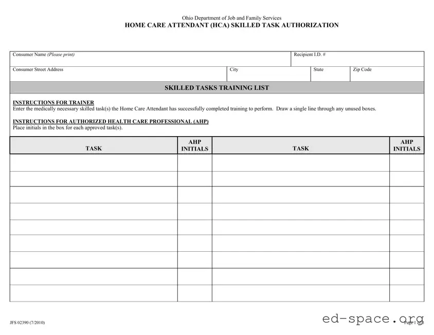 Blank Ohio Jfs 02390 PDF Form