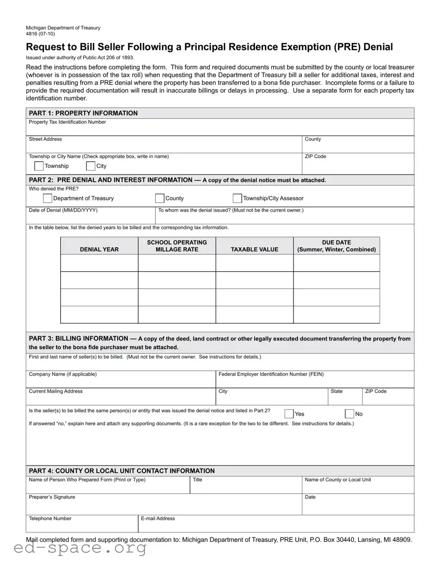 Blank Michigan 4816 PDF Form
