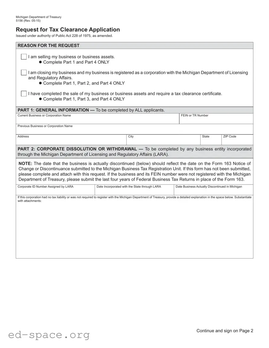 Blank Michigan 5156 PDF Form