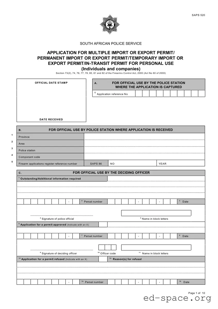 Blank Saps 520 PDF Form