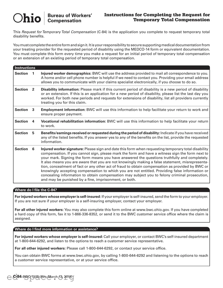 Blank Bwc C84 PDF Form
