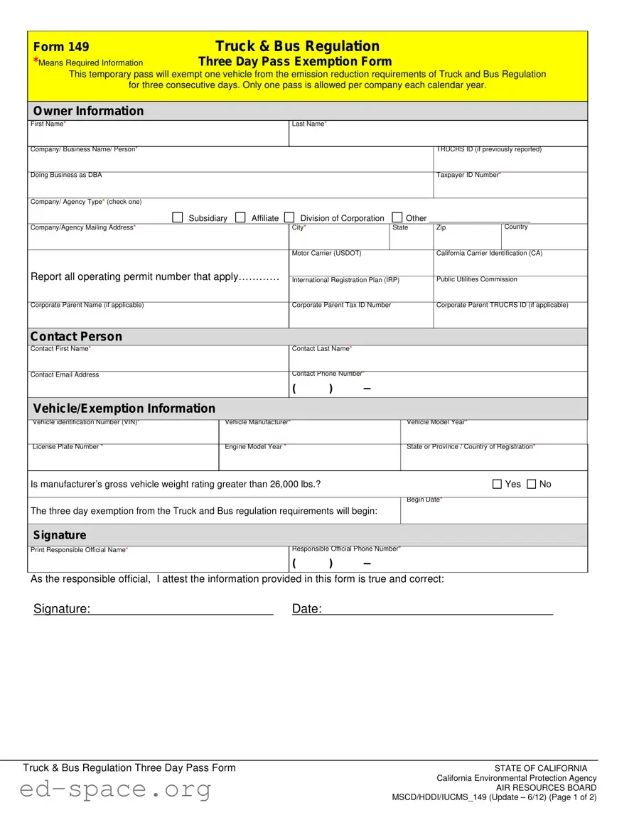 Blank California 149 PDF Form