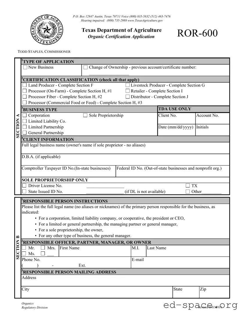 Blank Texas Ror 600 PDF Form
