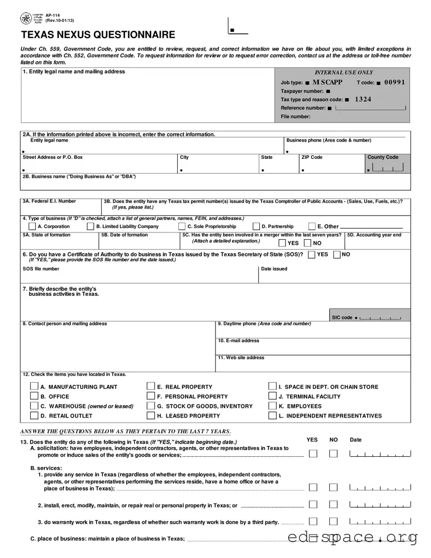 Blank Texas Ap 114 PDF Form