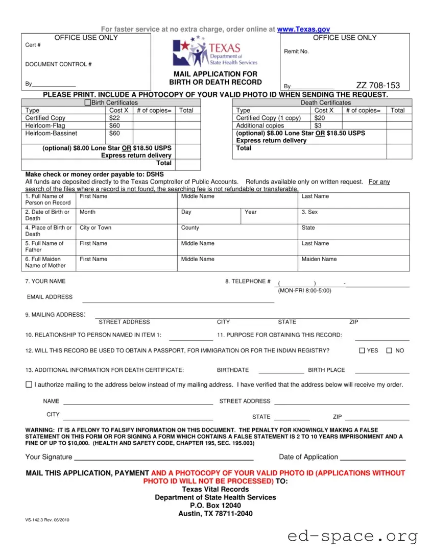 Blank Texas Vs 142 3 PDF Form