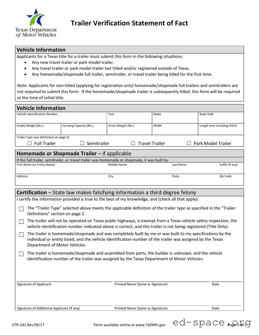 Blank Texas Vtr 141 PDF Form