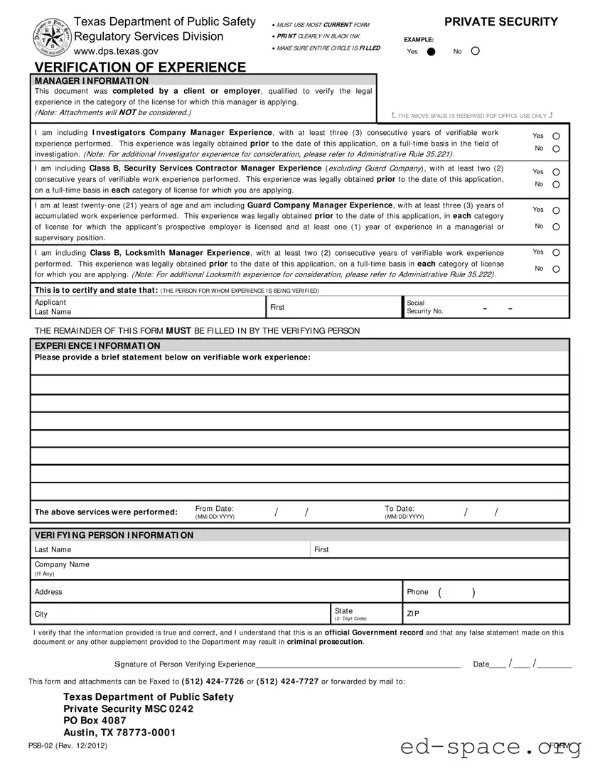 Blank Texas Verification PDF Form