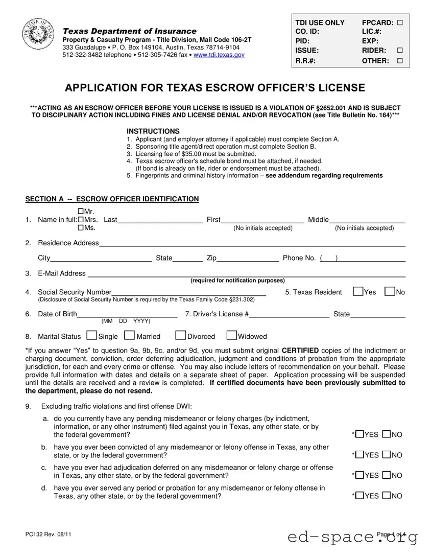 Blank Texas Pc132 PDF Form