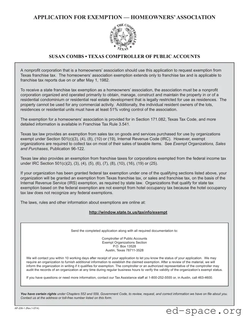 Blank Texas Ap 206 PDF Form