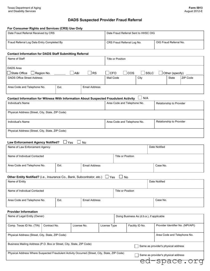 Blank Texas 5913 PDF Form