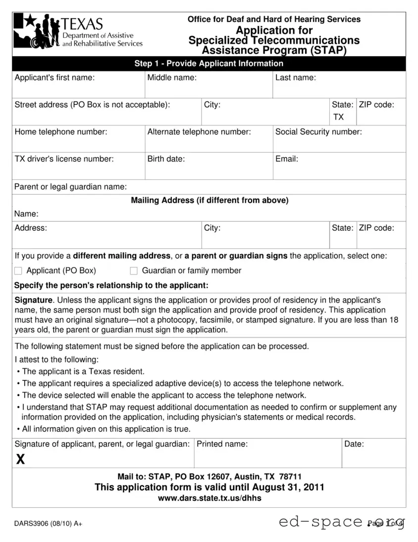 Blank Texas Dars3906 PDF Form