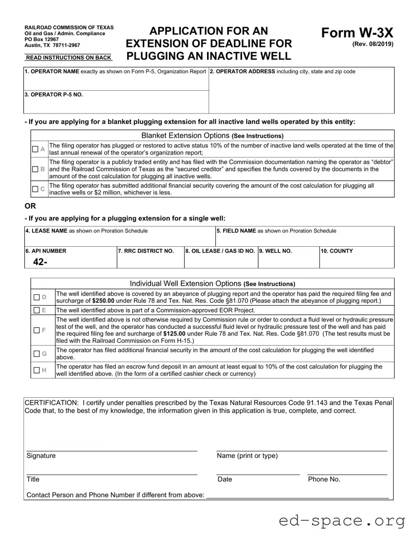 Blank Texas W 3X PDF Form