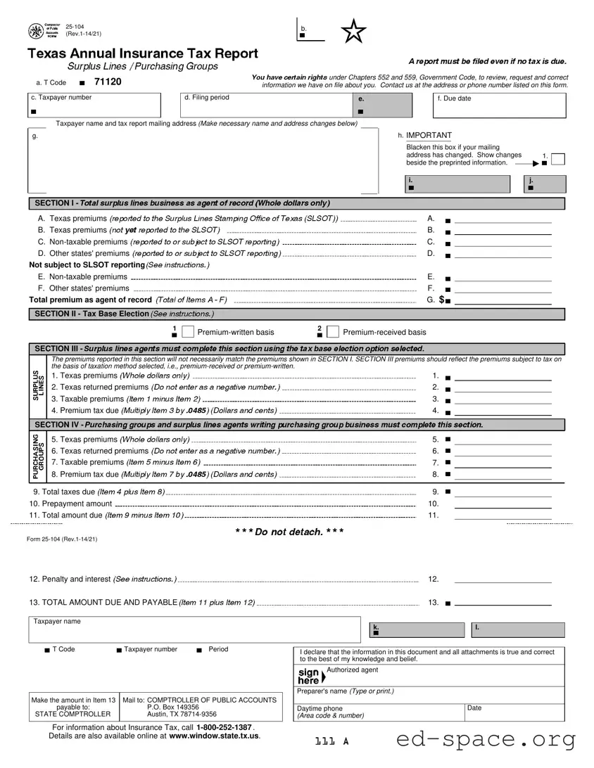 Blank Texas 25 104 PDF Form
