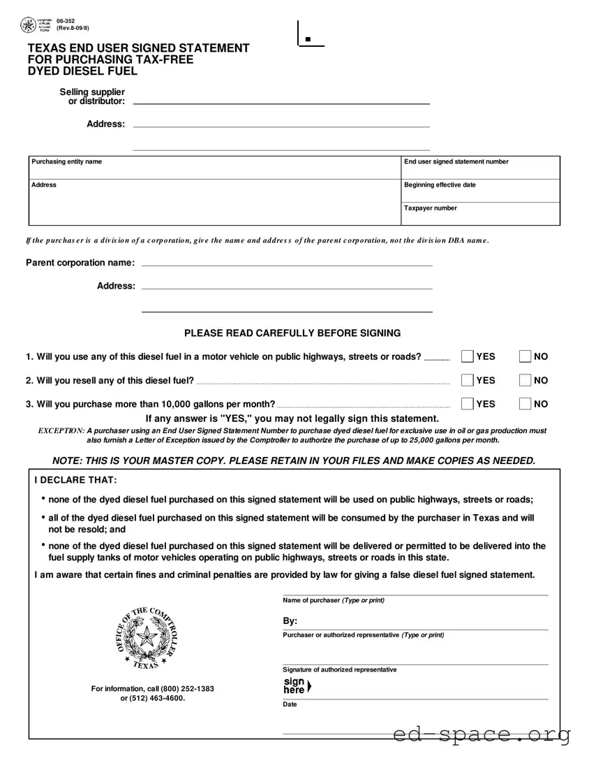 Blank Texas 06 352 PDF Form
