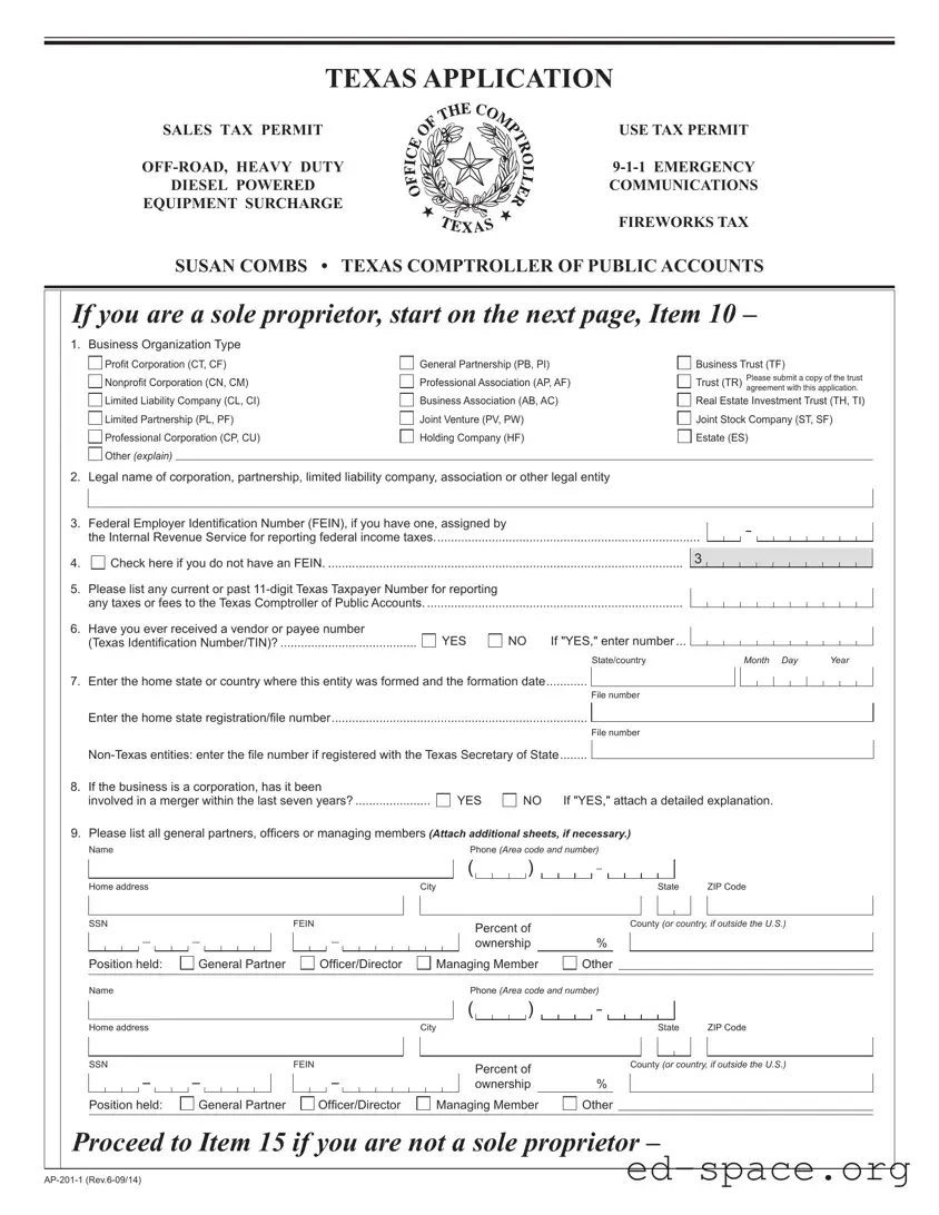 Blank Texas Ap 201 PDF Form