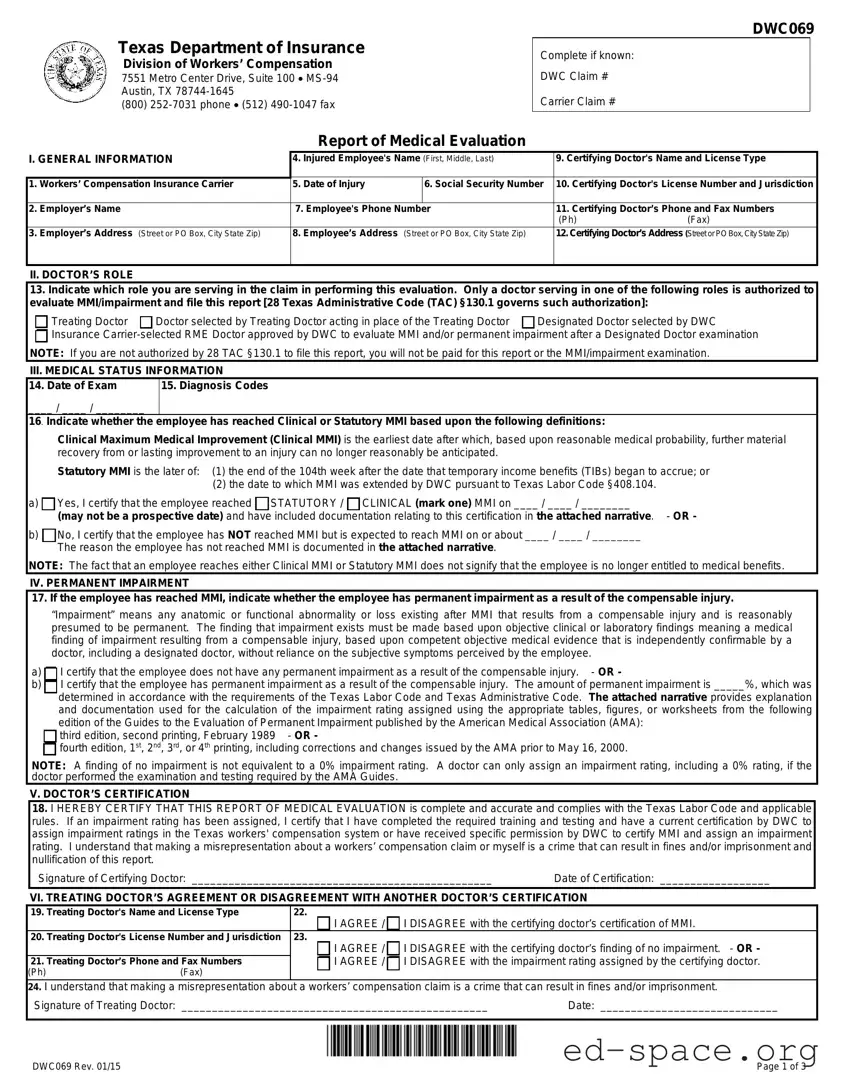 Blank Texas Dwc069 PDF Form