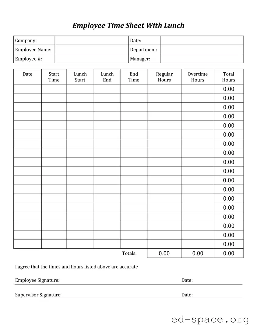 Blank Time Card PDF Form