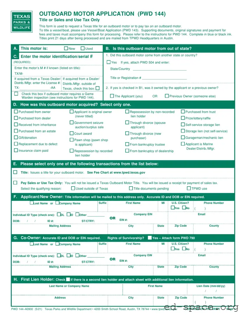Blank Texas Pwd 144 PDF Form