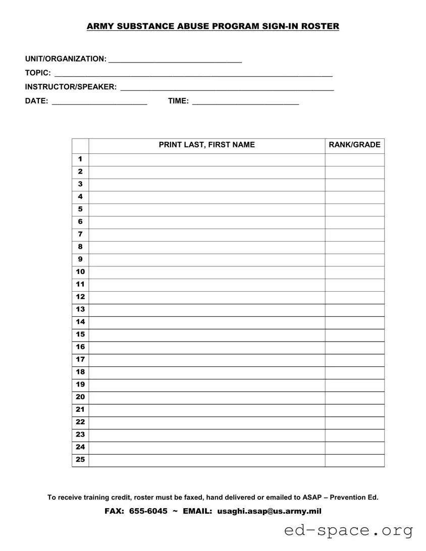 Blank Sign In Roster PDF Form