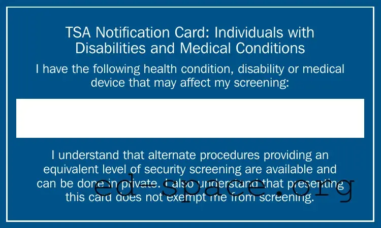 Blank Tsa Notification Card PDF Form