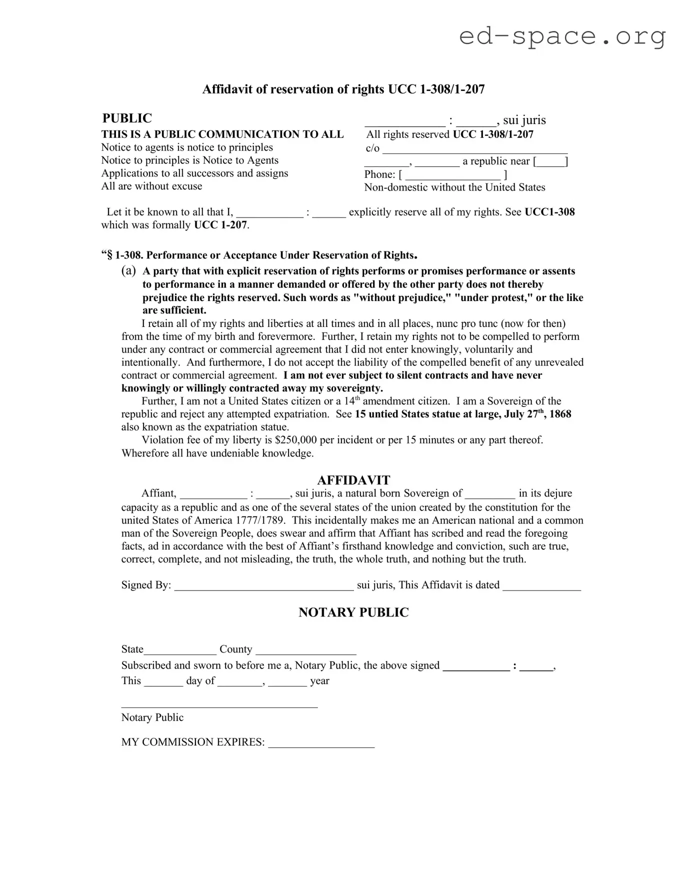 Blank Ucc 1 308 PDF Form