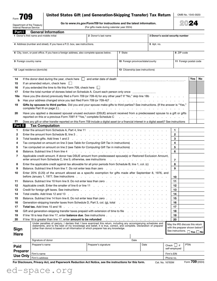 Blank IRS 709 PDF Form