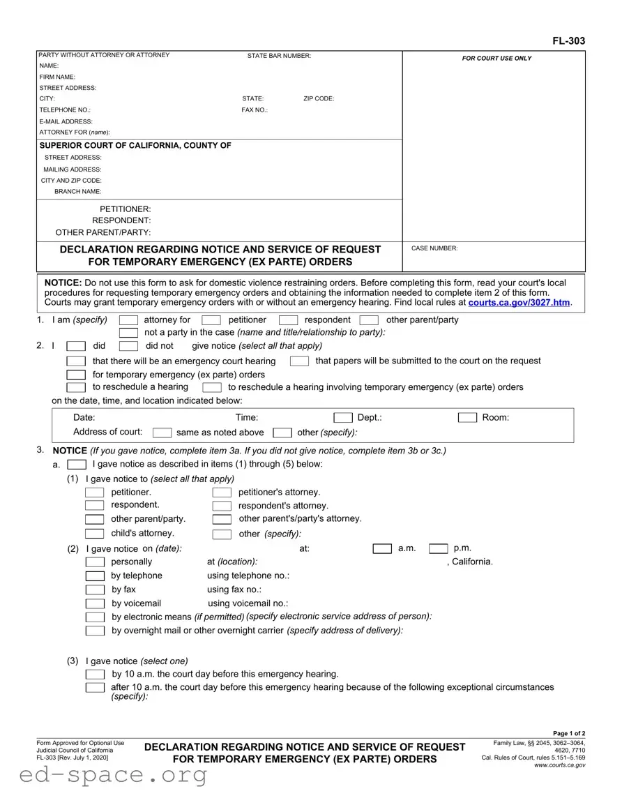 Blank Fl 303 PDF Form