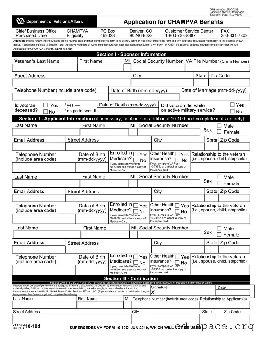 Blank Va 10 10D PDF Form