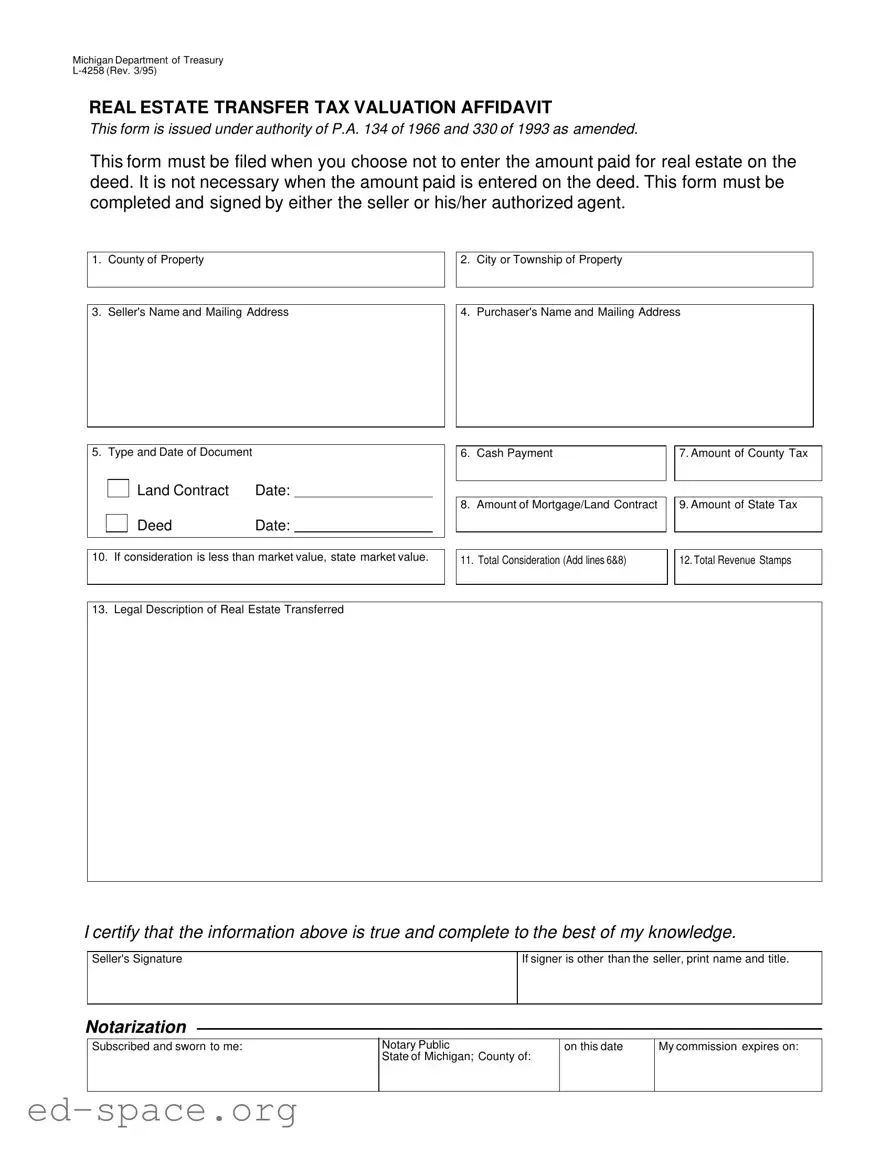 Blank Michigan L 4258 PDF Form