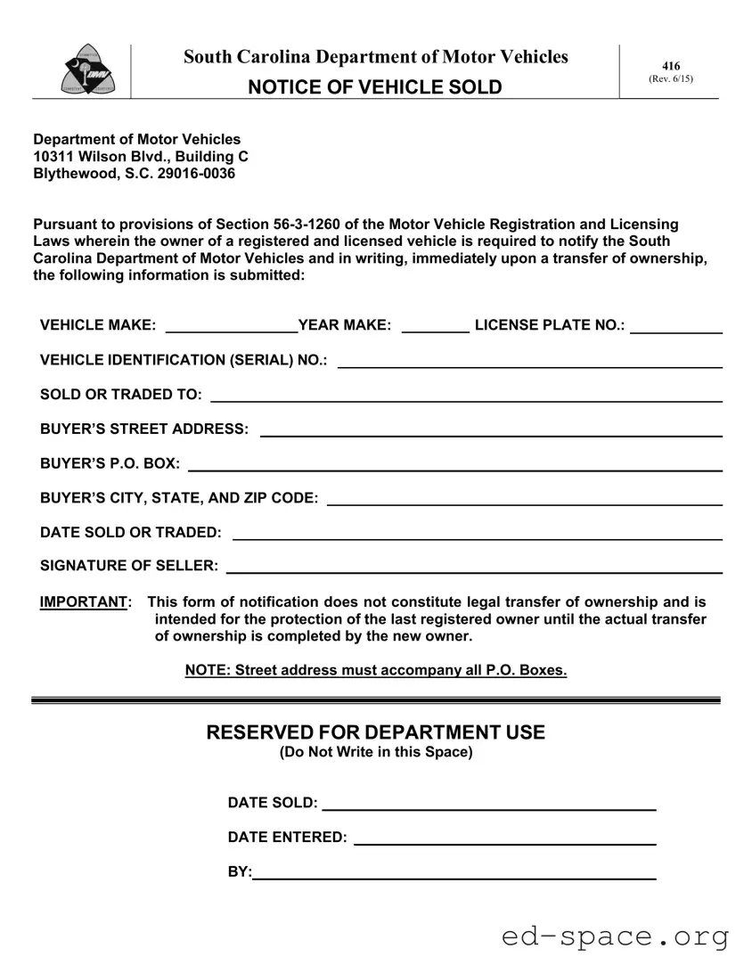 Blank Sc Dmv 416 PDF Form