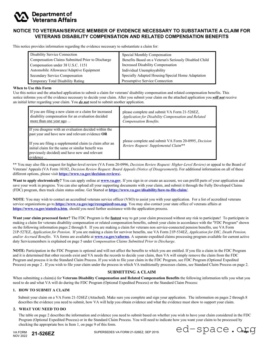 Blank VBA VA 21-526EZ PDF Form