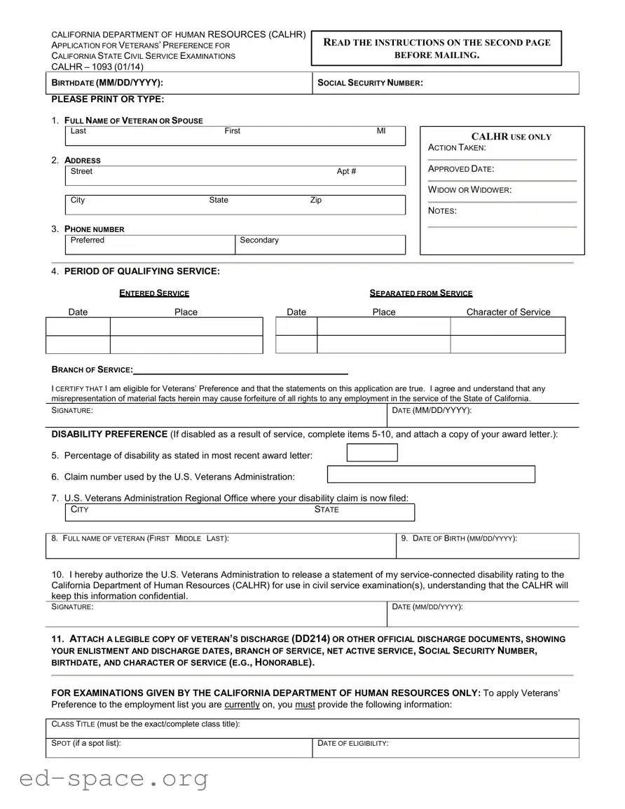 Blank California Spb 1093 PDF Form