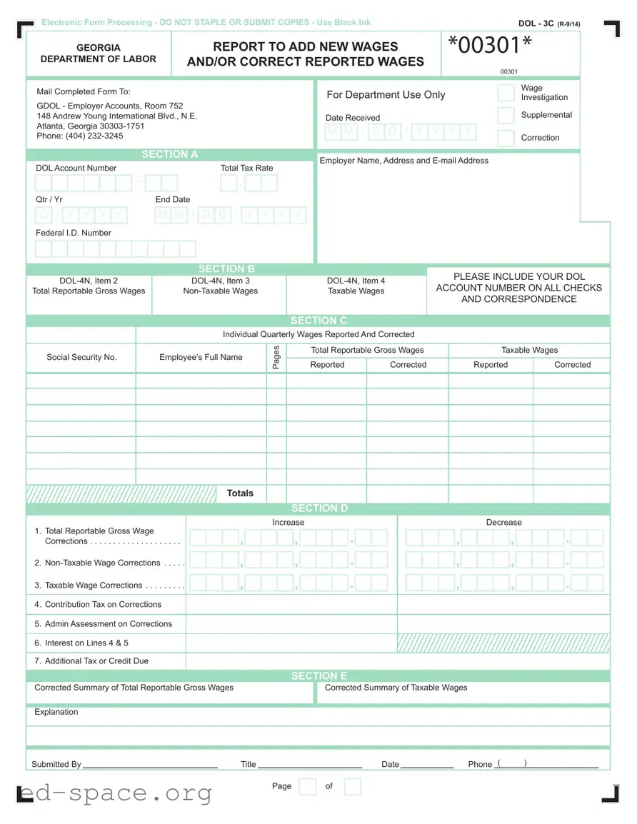 Blank Georgia Dol 3C PDF Form