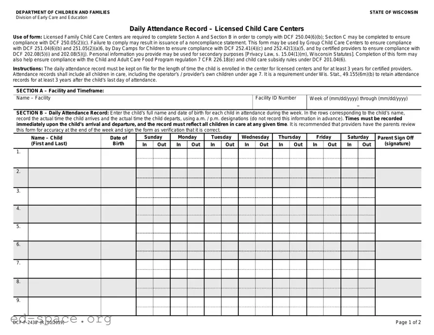 Blank Daily Attendance Record PDF Form