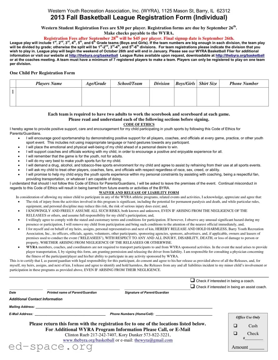 Blank Barry Illinois Basketball League PDF Form